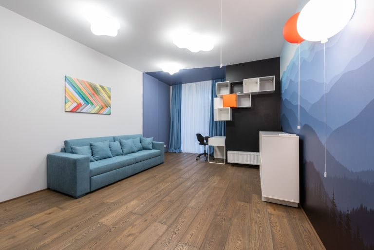Wood-look laminate flooring in a bright Tennessee living room
